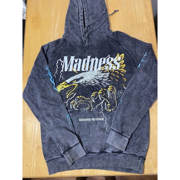 PacSun Other - Pacsun Madness Lightning Strikes Eagle Hoodie Washed Gray Men Medium 20.5pit2pit